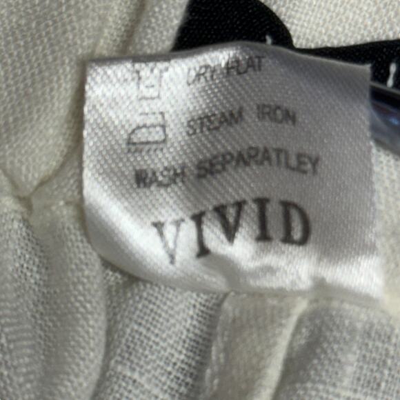 Vivid Women's Linen Pant Low Rise Slim Ankle White SZ XS Pull On Pre Shrunk - Picture 7 of 12